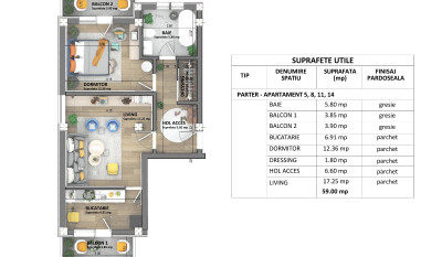 Apartament de vanzare 2 camere Visani 161771