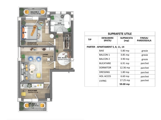 Apartament 2 camere - Visani