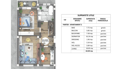 Apartament de vanzare, 2 camere Visani 161772