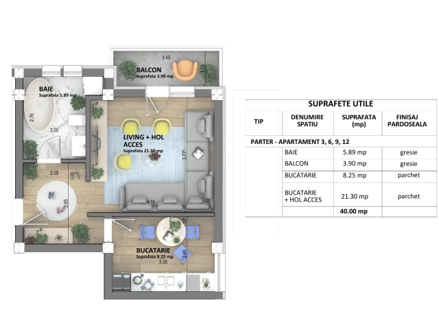 Apartament 1 camere - Visani