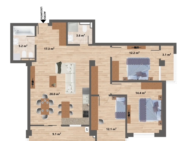 Apartament 4 camere - Valea Adanca