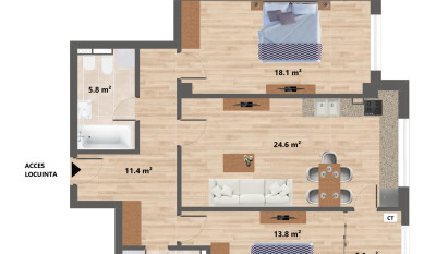 Apartament de vanzare, 3 camere CUG 159126