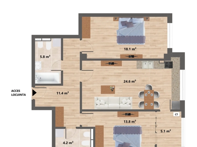 Apartament 3 camere - CUG